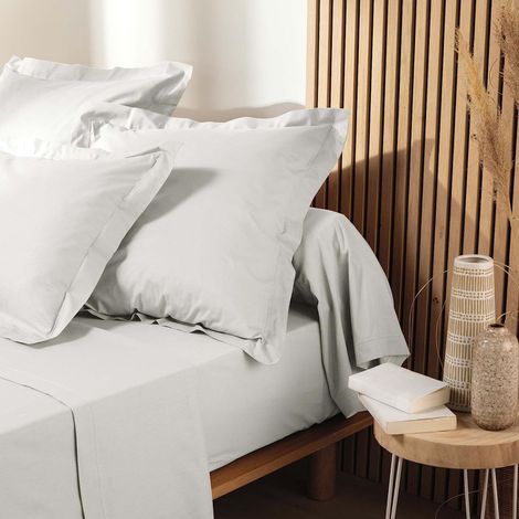 Drap plat en coton bio "Biolina" - Blanc - 180 x 290 cm - Livraison gratuite (1/4)