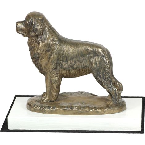 Terranova, Terranova, Waterloo - estatuilla de perro, figurita sobre una base blanca, trofeo para una exposición canina de Art-Dog (1/5)