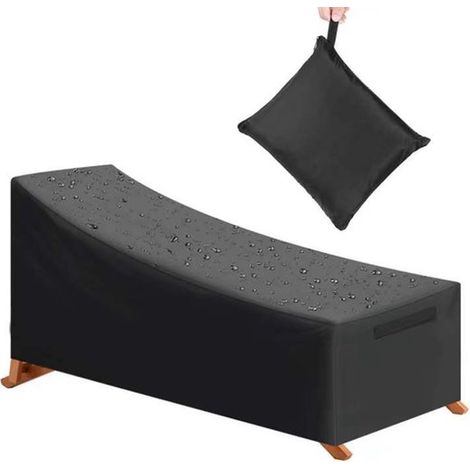 Housse de chaise de jardin - Protection UV pour chaises longues - Housse rectangulaire pour mobilier de jardin - Toile - 210 x 75 x 40/80 cm - Noir - Tissu Oxford noir (1/5)