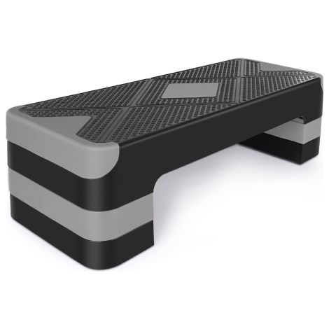 Pedana aerobica, stepper per esercizi a 3 livelli, altezza regolabile 10,16 cm-15,24 cm-20,32 cm, stepper fitness per casa e ufficio, comodo da riporre, grigio (1/5)