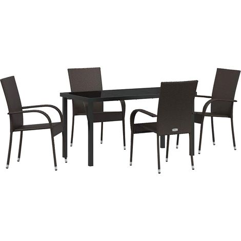 Ensemble de salle à manger pour jardin 5 pcs，Salon de jardin Marron Poly rotin CFW31280 (1/5)