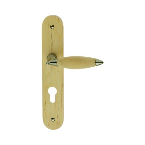 Ouvre&Déco – Poignée de porte ATHENA cylindre bois brut – Entraxe 195 mm – Garniture sur plaque avec 2 vis et carré 7x85 mm