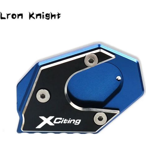 (Bleu Xciting) Compatible avec les modèles KYMCO Xciting 250, 300, 350, 400 et 400i. Béquille latérale CNC, extension de béquille, plaque de support, support agrandissant la béquille. (1/4)
