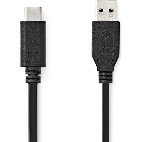 Nedis USB-Kabel / USB 3.2 Gen 2 / USB-A Stecker / USB-C™ Stecker / 60 W / 10 Gbps / Vernickelt / 1.00 m / Rund / PVC / Schwarz / Label