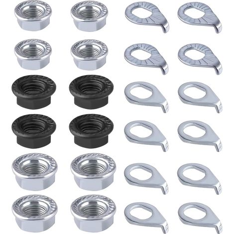 Ecrou D'essieu de Vélo Ecrou,M8 M9.5 M10,12 Pièces Bride Ecrou Dessieu Compris 12 pcs Joint D'étanchéité,Ecrou a Embase, Accessoires de, Vélo pour VTT Essieu de Roue (1/5)