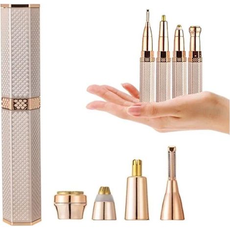 Épilateur Facial Pour Femmes - Tondeuse à Sourcils Pour Cheveux De Nez 4 En 1, Rasoir Pour Le Visage Et Le Corps Des Lèvres Des Sourcils (1/5)