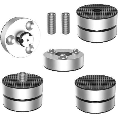 Jeu de 4 pieds d'enceinte, amortisseurs de vibrations, en aluminium, avec billes anti-chocs, pour enceintes, argent - Crezuo (1/4)