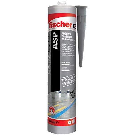 Fischer ASP Grigio, Adesivo Sigillante Tenace e Resistente per Giunti a Pavimento, in Facciata, Condotte, Lamiera e Carrozzeria, Cartuccia in Alluminio 300 ml, 544917 (1/4)