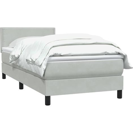 Boxspringbett mit Matratze Hellgrau 80x210 cm Samt vidaXL (1/5)