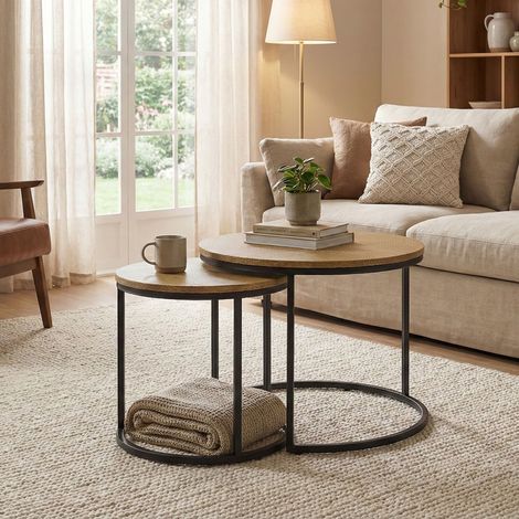 Lot de 2 tables gigognes rondes 60/40x120 cm - CEFUSA