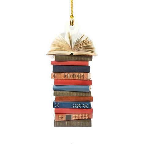 Décoration de sapin de Noël avec des livres empilés - Livre de lecture - Décoration suspendue C (1/5)