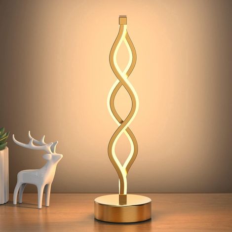 Lampe de table LED spirale infinie noire, lampe de chevet métallique à intensité variable avec commande tactile, 3 températures de couleur, hauteur 40 cm, lampe décorative pour la maison, le salon (do (1/5)