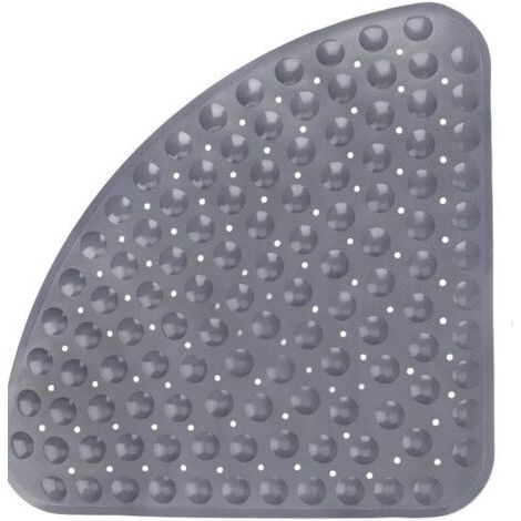 Tapis de bain et de douche antidérapant avec trou d'évacuation, adapté à la douche ou au bain, 54 x 54 cm, gris (1/4)