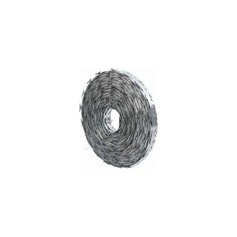 Fil de fer barbelé argenté, 5000 x 1,9 cm, acier galvanisé.