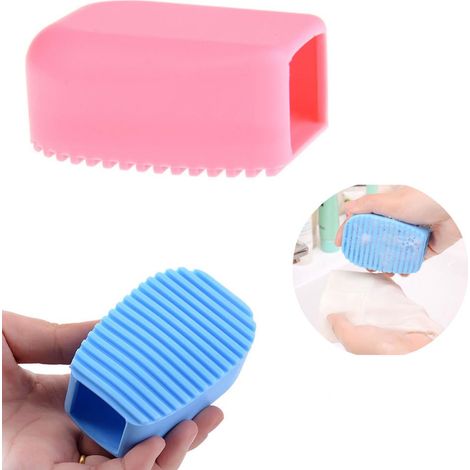 Brosse À Laver - Brosse À Main En Silicone - Pour Colliers Manchettes Chaussettes - 5,5 x 8 x 3,5 cm - Bleu Rose - 2 Pièces (1/5)