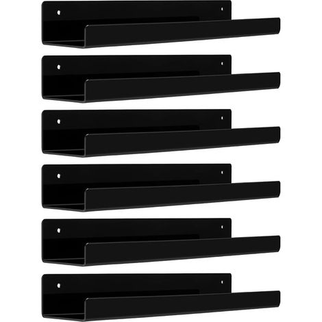 Lot de 6 étagères flottantes invisibles pour mur de 38,1 cm en acrylique transparent, unité de rangement murale solide pour organisateur de parfum, galerie photo, bibliothèque, décoration (1/5)