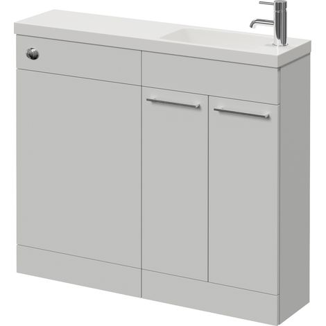 Napoli 250 Gloss Grey Pearl 1000mm 2 Door Vanity Unit Toilet Suite with Round Silvo Basin - 1000mm - Chrome 160mm HandleWithout Jubilee Toilet Pan