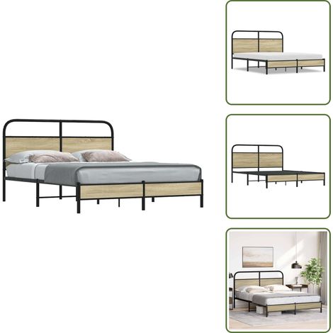 Cadre de lit sans matelas 150x200 cm chêne sonoma - Cadre De Lit - Cadres De Lit - Meuble De Chambre À Coucher - Lit (1/5)