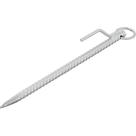 Ancrage au sol 41 cm en acier avec crochet et anneau – Fixation robuste pour sol dur – Accessoire de bâche – (1/5)
