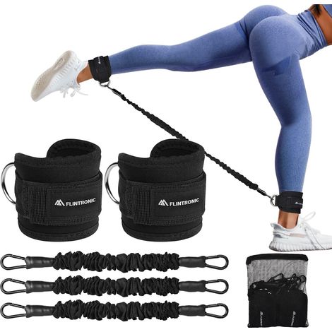 Sangle Cheville Musculation Poulie, Sangle de Cheville Réglable Gymnastique, Sangles Musculation avec Double Anneau D, Ankle Straps, Accessoires pour Fitness, Sport, Gym, Exercice, Tirage (1/5)