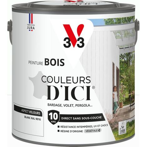 Vernice per legno per esterni V33, colori da qui, bianco RAL 9016 velluto 2L V33