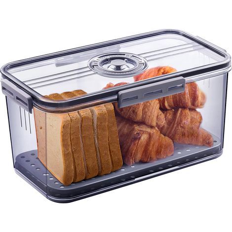Panera hermética para la encimera de la cocina, recipiente para almacenar pan con tapa, panera para pan casero, tostadas, bagels y donuts. (1/5)