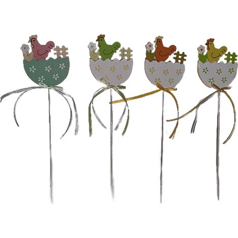 12 decorazioni primavera albero uovo di pasqua gallina con stelo decorative colori assortiti h29x6cm arredo casa (1/5)