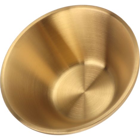 Saladier rond double paroi en acier inoxydable 304, élégant, idéal pour mélanger salades, en-cas, nouilles de riz et crème glacée. Couleur dorée, 15 cm / 5,9 pouces. (1/5)