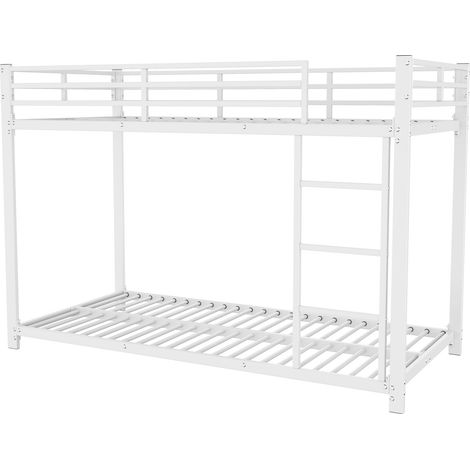 Letto a castello per bambini 90x200 cm in metallo bianco con sponde di sicurezza MODENUIT (1/5)