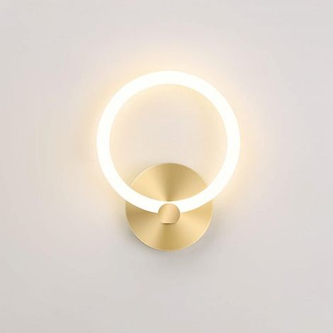 Applique murale LED d'intérieur 19 cm, lampe de chevet ronde dorée moderne, éclairage de couloir pour salon, chambre, 10 W (blanc chaud 3000 K) (1/4)
