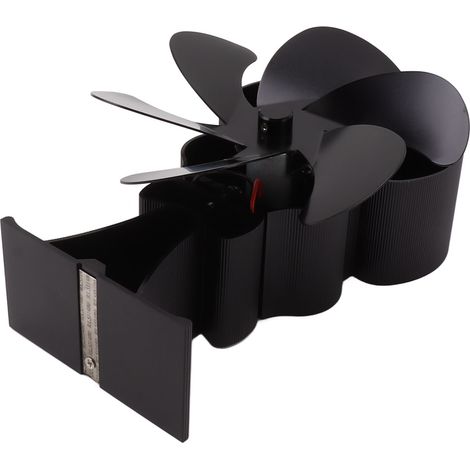 Ventilateur de cheminée à bois à 6 pales, alimenté par la chaleur. Augmente le volume d'air chaud. Fonctionnement silencieux. Noir. (1/5)