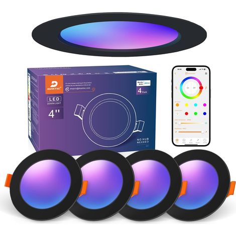 Spot LED Encastrable Couleurs Connectée Alexa Bluetooth, 220V Spot Encastré RGB Multicolore 68mm Dimmable Intensité Réglable Blanc Chaud et Froid 7W, IP44 Spot LED Plafond Salle de Bain (1/5)