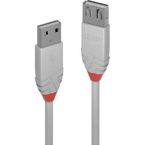 LINDY Câble USB USB 2.0 USB-A mâle, USB-A femelle 3.00 m gris 36714 (1/3)