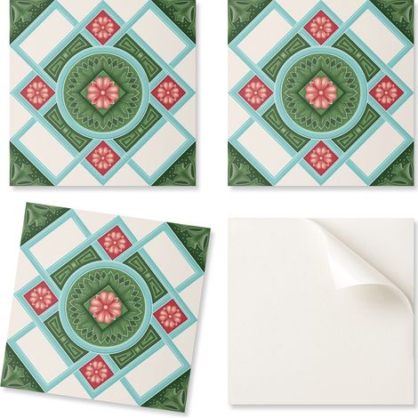 Juego de baldosas de vinilo con estampado floral de rombos para cocina, 20x20x20 cm.