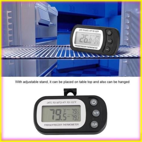 keenso thermomètre pour réfrigérateur Grand réfrigérateur LCD de cuisine, congélateur, thermomètre numérique avec art set Noir (1/5)