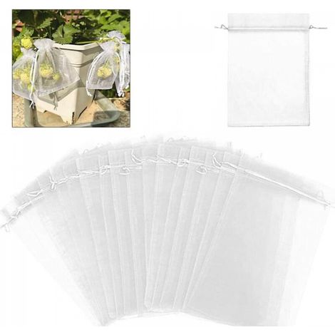 Lot de 100 sacs de protection pour fruits pour arbres et plantes, en organza, lavables et réutilisables, 20 x 30 cm (1/5)