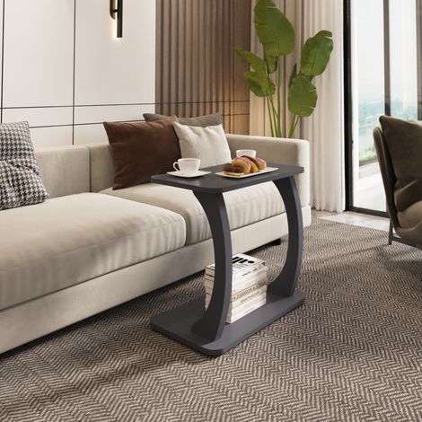 Beistelltisch Stattela C-förmig 59x35x56 cm Grau [en.casa]