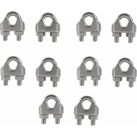 M6 Serre-câbles Etrier U Boulon Clip de Câble 304 Acier inoxydable Selle de pince de Câble Câble métallique Clips pour etendoir linge exterieur10PCS (1/5)
