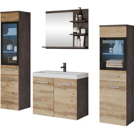 Ensemble de salle de bain Scientia IV, Matera gris + Châtaigne (1/5)