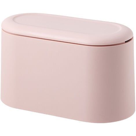 1pc (rose) Petite Poub de Table, Mini Poub de Bureau Cuisine en Design Plastique avec Couvercle à Bouton-Poussoir,Push Top Trash Can Rubbish Waste Dust Bin (1/5)