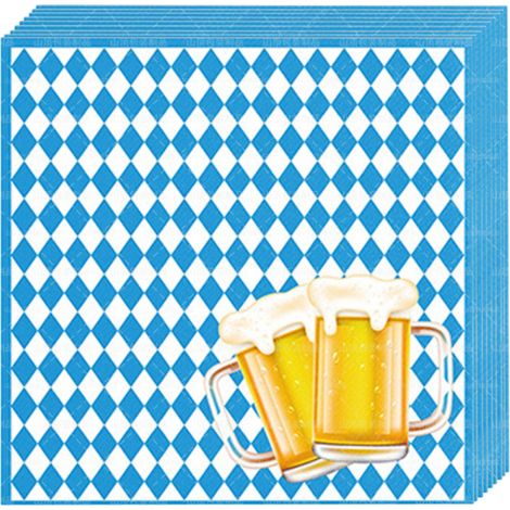 40 Serviettes, motif losanges bleus et blancs, 33 x 33 cm, papier biodégradable, pour Oktoberfest (1/5)