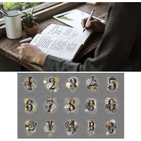 Lot de 30 autocollants Yanji PET, série Temps et Éternité, dorés et découpés au laser. Décoration pour carnet. (1/5)