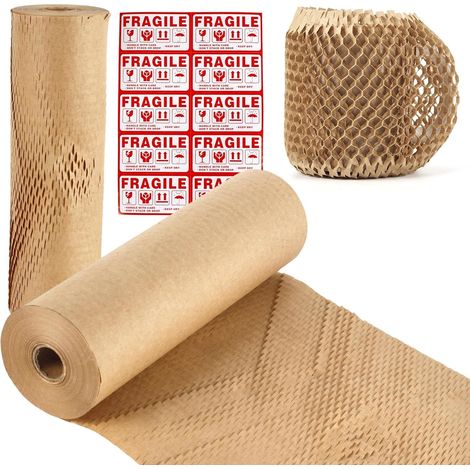 Papier d'emballage en nid d'abeille 30cm x 50m Rouleaux de Sacs de Calage Recyclés Emballage écologique pour Protection Objets Fragiles Cadeaux et Demenagement (1/5)