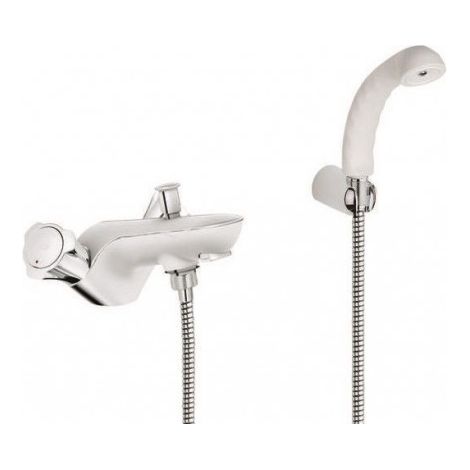 Grohe – Mélangeur de baignoire chrome monotrou – Douchette blanche REFLEXA – Flexible 1500mm – Inverseur automatique bain/douche – Isolation thermique