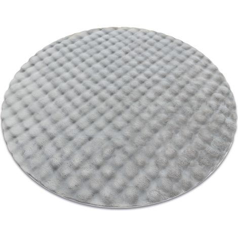 Teppich BUBBLE Kreis silber 21 IMITATION VON KANINCHENFELL 3D - strukturell grey rund 80 cm
