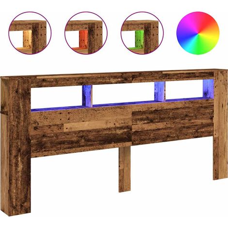 Cabecero con LED madera ingeniería envejecida 220x18,5x103,5 cm vidaXL