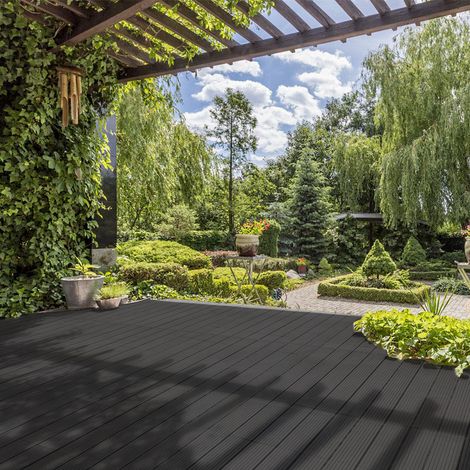 Wolketon Terrassenfliesen Balkon, 30x60cm 6 Stück WPC Fliesen Wasserfilterbar Terrassen Garten, Anthrazit