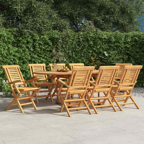 Chaises de jardin pliantes en bois de teck massif avec accoudoirs - Lot de 8 - 56x63x90 cm - PANGIVO (1/5)