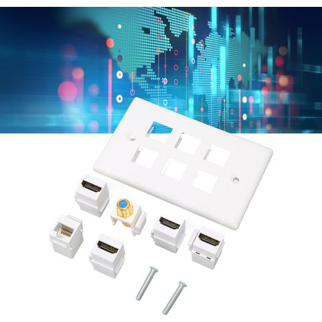 Plaque murale 6 ports HDMI et RJ45 CAT6 pour bureau et salon, connexion multimédia HD