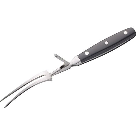 MasterClass Forchetta da intaglio in acciaio inossidabile con protezione, per carne e tutti gli arrosti, impugnatura confortevole, 28 cm (11»), nera (1/4)